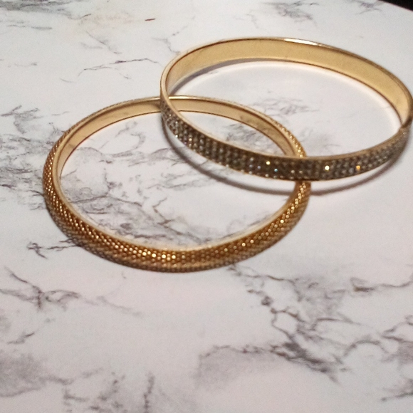 Jewelry Vintage Gold Tone And Rhinestone Bangle Bracelets Poshmark